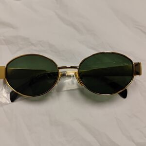 Celine Gold Frame Sunglasses with Green Lenses - NEW with case